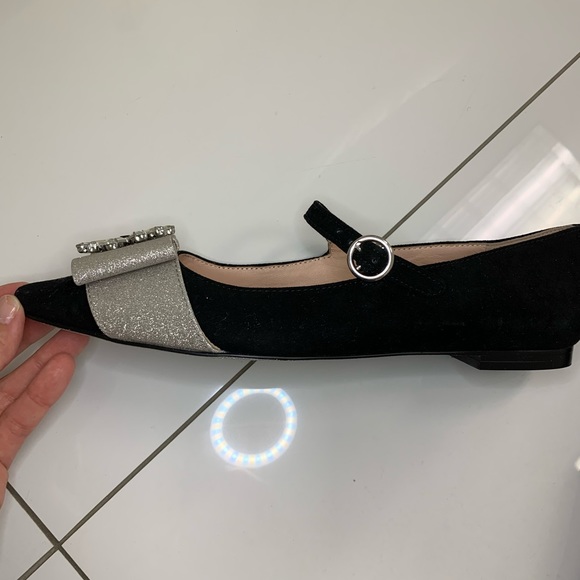 Jcrew Black Flats Jeweled 6.5 - Picture 3 of 7